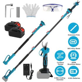 Cordless 2-in-1 Pruning Shear with Extendable Pole - 21V, 4000mAh Batteries, 200min Run Time for Trimming Trees, Hedges, and More (Option: AS PIC)