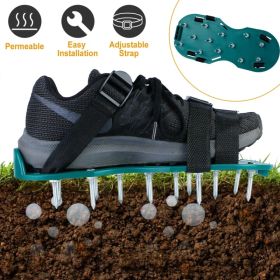 Lawn Aerator Shoes, Metal Spike Sandals for Aeration, Durable PP Material, Adjustable Straps, Easy Installation, Perfect Gardening Gift (Option: Green)