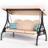 3 Seat Outdoor Porch Patio Swing with Stand 800lbs 2-in-1 Convertible Swing Bed (Square Tube)