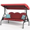 3 Seat Outdoor Porch Patio Swing with Stand 800lbs 2-in-1 Convertible Swing Bed (Round Tube)