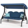 3 Seat Outdoor Porch Patio Swing with Stand 800lbs 2-in-1 Convertible Swing Bed (Square Tube)
