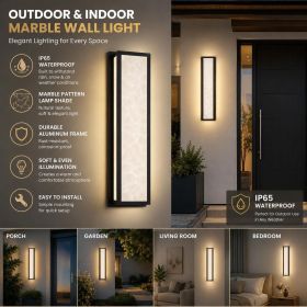 2-PACK Modern LED Outdoor Wall Light, IP65 Waterproof Indoor Outdoor Wall Sconce, Marble Pattern Acrylic Shade, Aluminum Wall Lamp for Porch, Entryway (size: 32in)