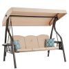 3-Seat Outdoor Porch Swing with Stand, Patio Swing with Canopy
