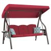 3-Seat Outdoor Porch Swing with Stand, Patio Swing with Canopy