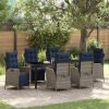Garden Dining Set 7 pcs Grey and Black Rattan