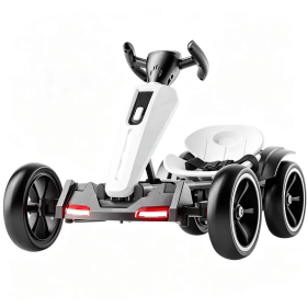 12V electric Kids Pedal Go Kart, Folder Go Kart, Outdoor Ride on Toy with Adjustable Seat (Color: White, Material: Polypropylene)
