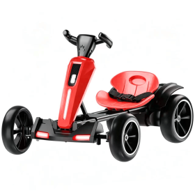 12V electric Kids Pedal Go Kart, Folder Go Kart, Outdoor Ride on Toy with Adjustable Seat (Color: Red, Material: Polypropylene)