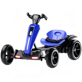 12V electric Kids Pedal Go Kart, Folder Go Kart, Outdoor Ride on Toy with Adjustable Seat (Color: Blue, Material: Polypropylene)