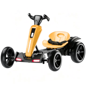 12V electric Kids Pedal Go Kart, Folder Go Kart, Outdoor Ride on Toy with Adjustable Seat (Color: Yellow, Material: Polypropylene)