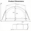 Dome Beach Tent Canopy with 4 Removable Zippered Sidewalls for 12-15 People Easy Setup Outdoor Privacy Screen Protection
