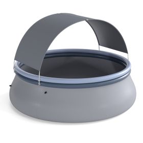 Outdoor Inflatable Pool with Sunshade Canopy (Color: Gray, size: S)