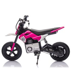 24V Kids Electric Motocross Ride On Motorcycle, 200W High Speed Hub Motor Dirt Bike Toy with Rear Shock Absorber, Adjustable Speed (Color: Pink)