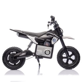 24V Kids Electric Motocross Ride On Motorcycle, 200W High Speed Hub Motor Dirt Bike Toy with Rear Shock Absorber, Adjustable Speed (Color: Black)