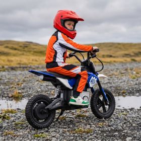 24V Kids Electric Motocross Ride On Motorcycle, 200W High Speed Hub Motor Dirt Bike Toy with Rear Shock Absorber, Adjustable Speed (Color: Blue)