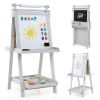 3-in-1 Double-sided Art Easel with Chalkboard and Magnetic Whiteboard