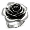TK923 - High polished (no plating) Stainless Steel Ring with Epoxy in Jet