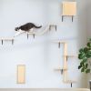 5 Pcs Wall Mounted Cat Climber Set;  Floating Cat Shelves and Perches;  Cat Activity Tree with Scratching Posts;  Modern Cat Furniture