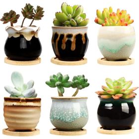 Ceramic Succulent Pot 2.1 Inch, Mini Plant Pot And Small Flower Planter For Succulents, Cactus, Desk And Home Decor (Option: MULTI)