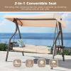 3-Seat Outdoor Porch Swing with Stand, Patio Swing with Canopy