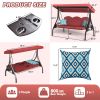3 Seat Outdoor Porch Patio Swing with Stand 800lbs 2-in-1 Convertible Swing Bed (Square Tube)