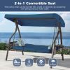 3-Seat Outdoor Porch Swing with Stand, Patio Swing with Canopy