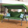 3 Seat Outdoor Porch Patio Swing with Stand 800lbs 2-in-1 Convertible Swing Bed (Round Tube)