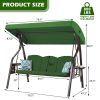 3-Seat Outdoor Porch Swing with Stand, Patio Swing with Canopy