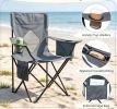 Folding Camping Chair Mesh Backrest Solid Metal Frame with Carrying Bag Outdoor Portable Reclining Camp Seat