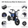 24V Kids Electric Motocross Ride On Motorcycle, 200W High Speed Hub Motor Dirt Bike Toy with Rear Shock Absorber, Adjustable Speed
