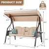 3-Seat Outdoor Porch Swing with Stand, Patio Swing with Canopy