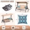 3 Seat Outdoor Porch Patio Swing with Stand 800lbs 2-in-1 Convertible Swing Bed (Round Tube)