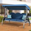 3 Seat Outdoor Porch Patio Swing with Stand 800lbs 2-in-1 Convertible Swing Bed (Square Tube)