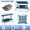 3 Seat Outdoor Porch Patio Swing with Stand 800lbs 2-in-1 Convertible Swing Bed (Square Tube)