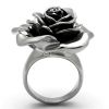 TK923 - High polished (no plating) Stainless Steel Ring with Epoxy in Jet