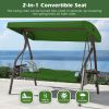 3-Seat Outdoor Porch Swing with Stand, Patio Swing with Canopy