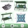 3 Seat Outdoor Porch Patio Swing with Stand 800lbs 2-in-1 Convertible Swing Bed (Round Tube)