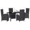 Garden Dining Set 5 pcs Black Poly Rattan