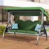 3 Seat Outdoor Porch Patio Swing with Stand 800lbs 2-in-1 Convertible Swing Bed (Square Tube)