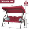 3-Seat Outdoor Porch Swing with Stand, Patio Swing with Canopy
