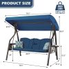 3-Seat Outdoor Porch Swing with Stand, Patio Swing with Canopy