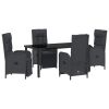 Garden Dining Set 5 pcs Black Poly Rattan