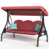 3 Seat Outdoor Porch Patio Swing with Stand 800lbs 2-in-1 Convertible Swing Bed (Square Tube)