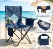 Folding Camping Chair Mesh Backrest Solid Metal Frame with Carrying Bag Outdoor Portable Reclining Camp Seat