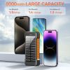 8000mAh Portable Charger with Keychain, Power Bank with Micro& Dual USB-A Ports ,Compatible with Android Phones, Travel Essentials