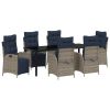 Garden Dining Set 7 pcs Grey and Black Rattan