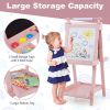 3-in-1 Double-sided Art Easel with Chalkboard and Magnetic Whiteboard